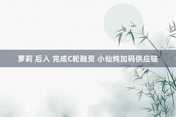 萝莉 后入 完成C轮融资 小仙炖加码供应链