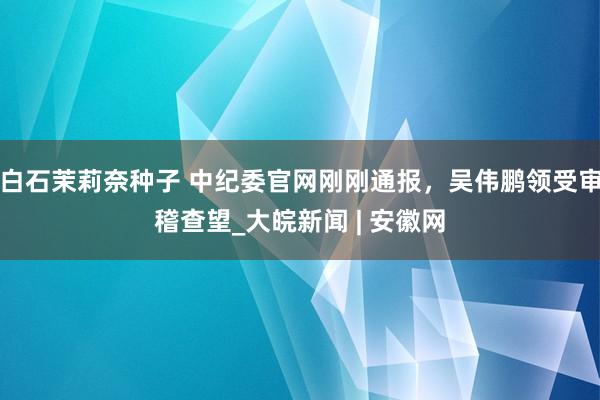 白石茉莉奈种子 中纪委官网刚刚通报，吴伟鹏领受审稽查望_大皖新闻 | 安徽网