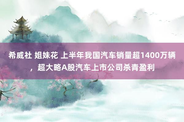 希威社 姐妹花 上半年我国汽车销量超1400万辆，超大略A股汽车上市公司杀青盈利