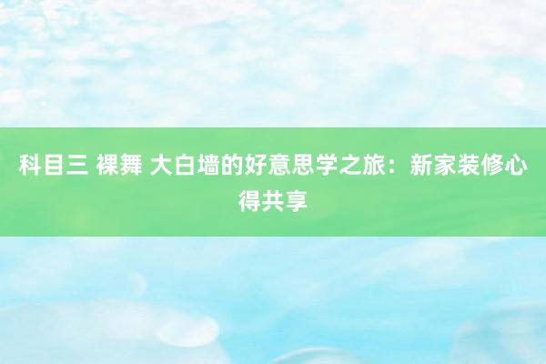 科目三 裸舞 大白墙的好意思学之旅：新家装修心得共享