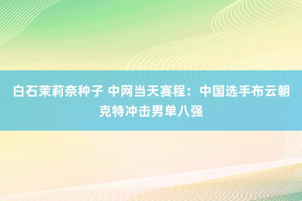 白石茉莉奈种子 中网当天赛程：中国选手布云朝克特冲击男单八强