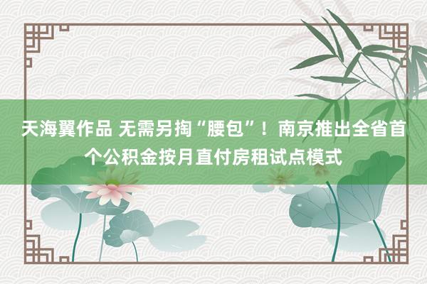 天海翼作品 无需另掏“腰包”！南京推出全省首个公积金按月直付房租试点模式