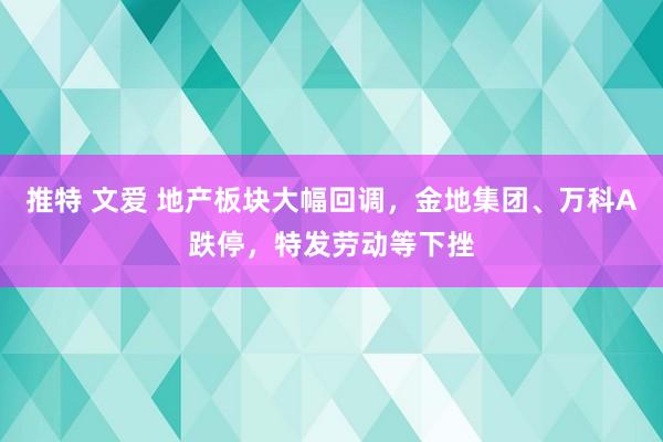 推特 文爱 地产板块大幅回调，金地集团、万科A跌停，特发劳动等下挫