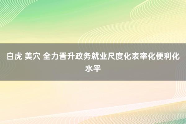 白虎 美穴 全力晋升政务就业尺度化表率化便利化水平