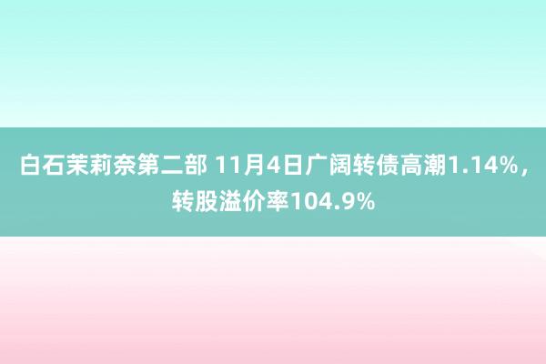 白石茉莉奈第二部 11月4日广阔转债高潮1.14%，转股溢价率104.9%