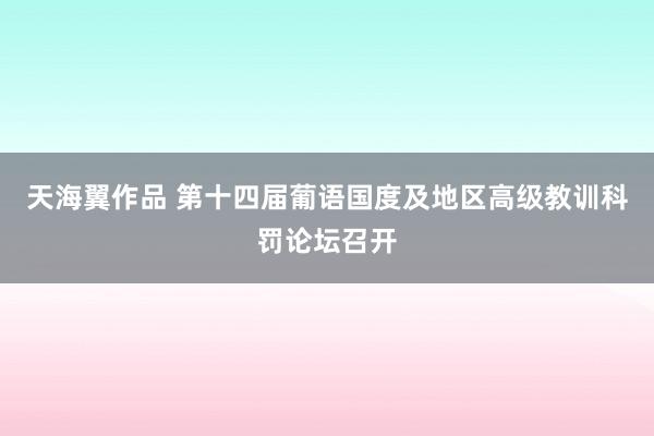 天海翼作品 第十四届葡语国度及地区高级教训科罚论坛召开