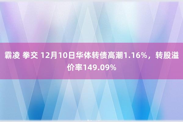 霸凌 拳交 12月10日华体转债高潮1.16%，转股溢价率149.09%