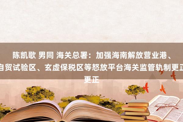 陈凯歌 男同 海关总署：加强海南解放营业港、自贸试验区、玄虚保税区等怒放平台海关监管轨制更正