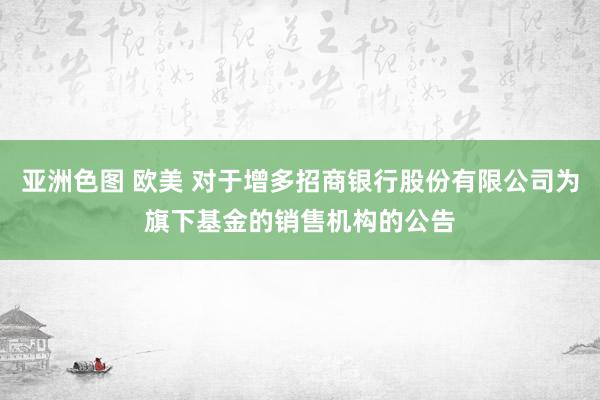 亚洲色图 欧美 对于增多招商银行股份有限公司为旗下基金的销售机构的公告