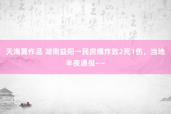 天海翼作品 湖南益阳一民房爆炸致2死1伤，当地半夜通报——